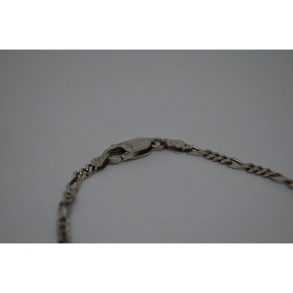 Engravable Bracelet Figaro Chain Blank Nameplate Customizable Sterling Silver - Picture 4 of 8
